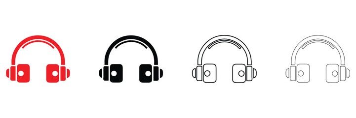 vintage headphone icon vector, headset icon symbol vector, silhouette and line art