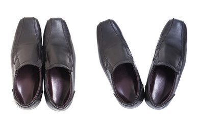 Set of black men shoes isolated.