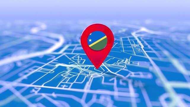 Solomon Islands Flag Pin Location On Digital Map Revealing By Cloth