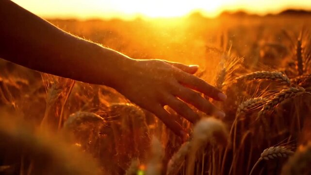 Agronomist Hand Checking Wheat Quality, Global Food Supply Chain Concept