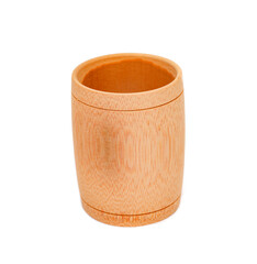 Eco-friendly bamboo cup, handcrafted design, minimal style on white background.