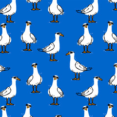 Quirky Naive Pattern with Funny Birds Wearing High Heels and Stylish Shoes