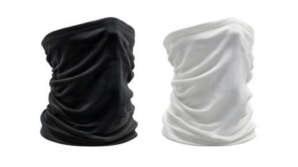 Black and white neck gaiters isolated on a transparent background 