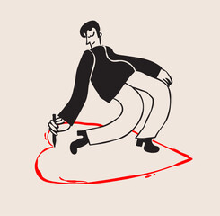 Emotional Intelligence and Mental Health Concept. Naive Character Sharing Love and Kindness in Textured Vector Style