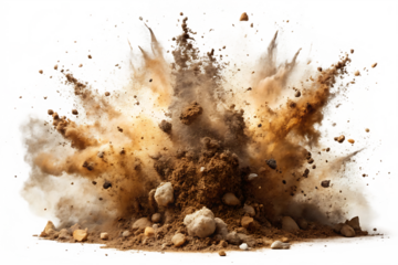 Dynamic explosion of dirt and debris on white background isolated on a transparent background 4