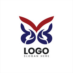 Obraz premium Abstract Butterfly Style Logo Icon for Wellness or Organic Brand