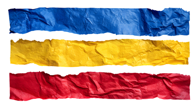 Three horizontal colored strips isolated on a transparent background  - Powered by Adobe