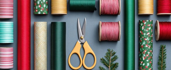 Joyful chaos at the festive wrapping station with colorful ribbons and eager hands