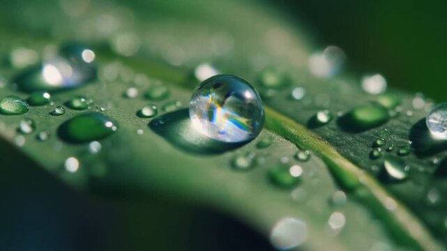 Pristine Water Droplet on a Lush Green Leaf