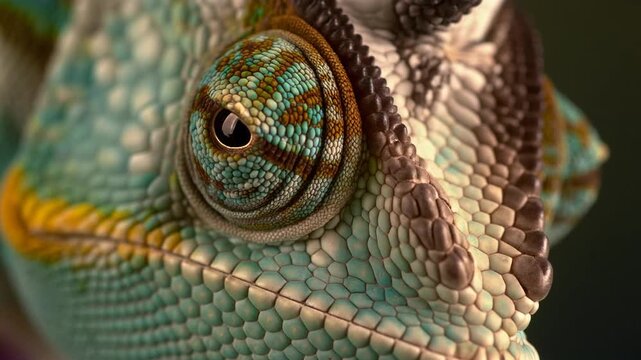 Vibrant Chameleon Eye Macro Detail