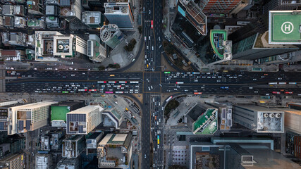 Aerial View of Traffic and Skyscrapers at Gangnam Station, Seoul, South Korea © donghae