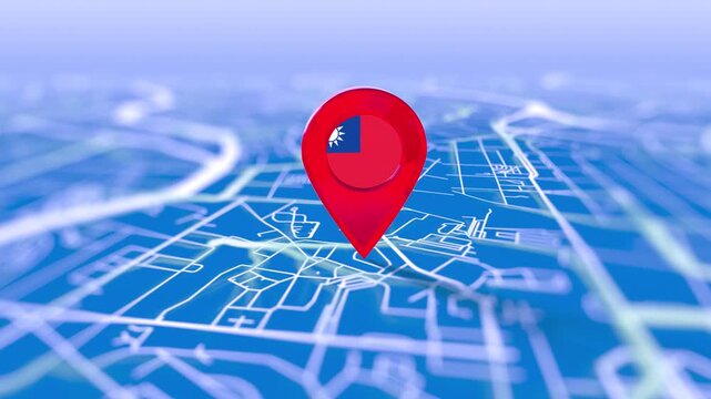 Taiwan Flag Pin Location On Digital Map Revealing By Cloth