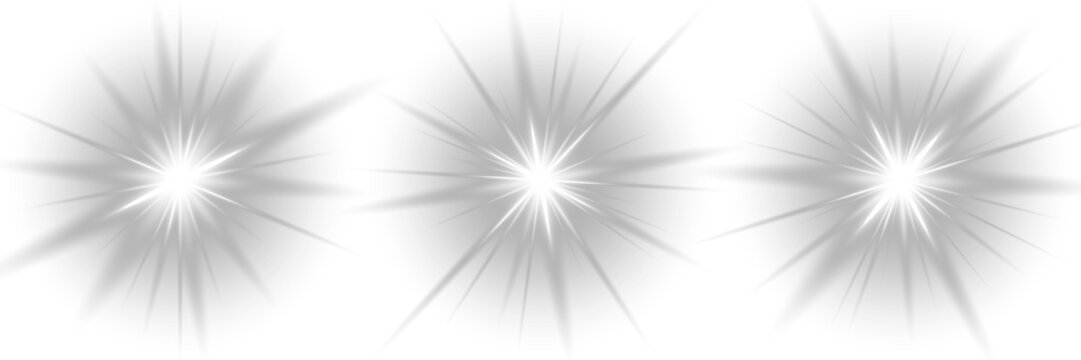 Radiant Glow Effects. Glowing silver white light. PNG camera flash flare Effects.