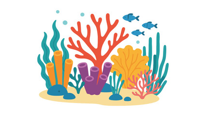 Fototapeta premium A colorful illustration of an underwater coral reef with fish