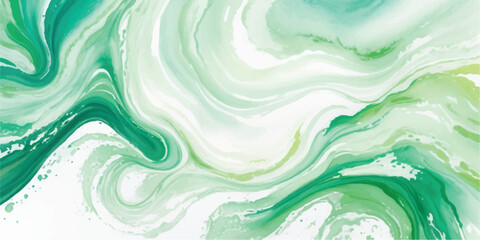 Sweeping Emerald and Teal Fluid Waves, Vibrant Alcohol Ink Abstract for Home Decor
