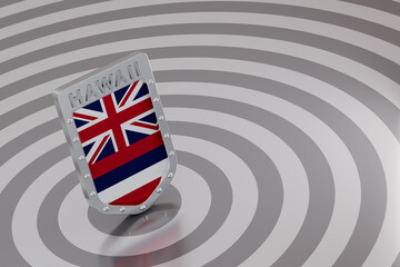 Hawaii state flag emblem sitting on radiating circles © klenger