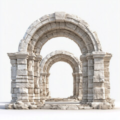 Obraz premium Ancient stone arch ruins isolated on white
