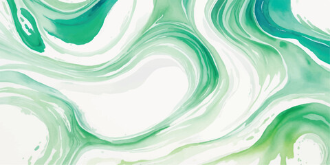 Smooth Green and White Alcohol Ink Marble Swirl, Elegant Liquid Abstract Background