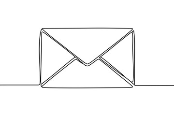 One line envelope mail minimalist outline illustration in black and white