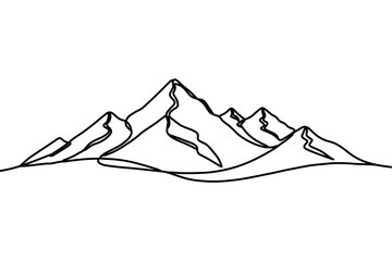 One line mountains continuous line landscape illustration minimal style