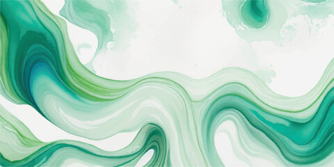 Emerald Green and White Marble Swirl Pattern, Bold Fluid Art Background for Modern Design