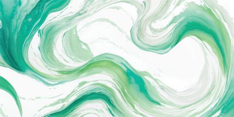 Soft Gradient Mint and Turquoise Fluid Art with Smooth Marbled Swirls on White Background