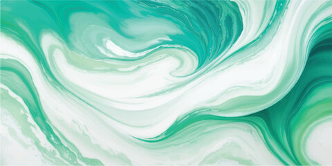 Granular Emerald Green and White Fluid Art Texture with Shimmering Alcohol Ink Marble Patterns