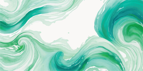 Pastel Mint and White Fluid Ink Background with Soft Ripples and Delicate Alcohol Ink Swirls