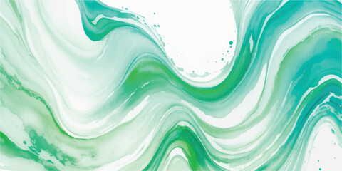 Soft Emerald Green and Sage Fluid Art Background with Dreamy Marbled Swirls and Elegant Liquid Flow