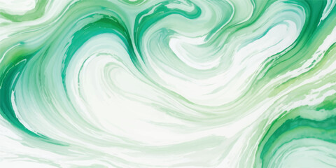 Dynamic Turquoise and Emerald Green Fluid Art Pattern with White Swirls and Artistic Alcohol Ink Texture