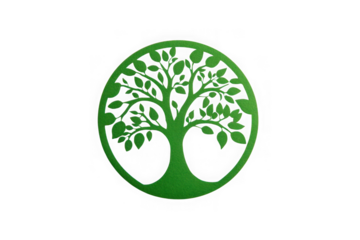 Green tree silhouette isolated on transparent background
