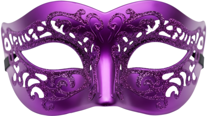 Purple mardi gras mask isolated on transparent background new orleans carnival masks