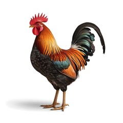Fototapeta premium Rooster with Copy Space on Left Isolated on White Background