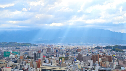 松山城大手から松山市街の眺め　愛媛県松山市