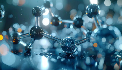 Molecular Symphony: An intricate network of shimmering molecules, a testament to the elegant dance of science, is set against a backdrop of ethereal luminescence. 