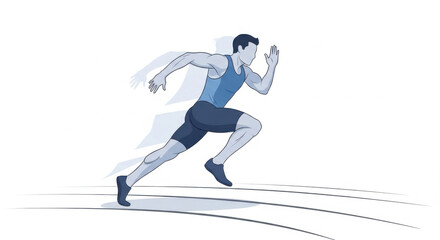 Obraz premium Athlete Sprinting on Track Lines in Dynamic Action