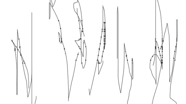 Thin vector lines with dashes containing pixel dots flicker across the screen.