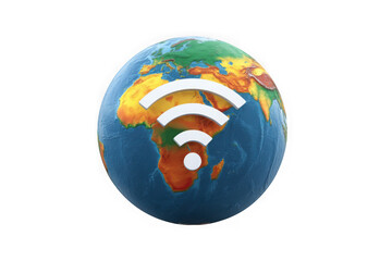 Earth globe with wifi symbol isolated on transparent background