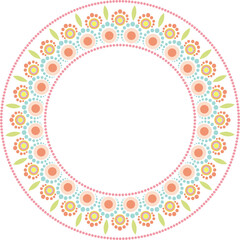 Abstract Round Dots Mandala Frame, Artistic Decorative Circle, Transparent Background, Copy Space