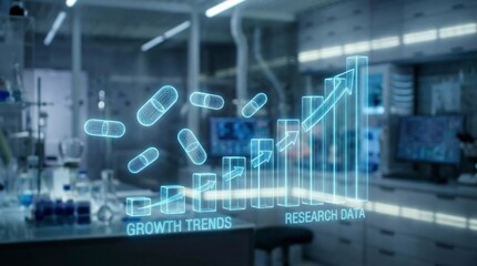 Futuristic Laboratory with Digital Data