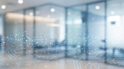 Modern Conference Room with Digital Network Overlay