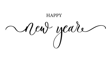 Handwritten Calligraphy Happy New Year Vector Design.
