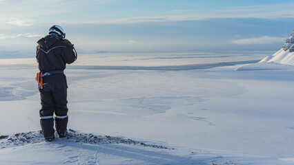 Svalbard. Armed Guide Spotting for Polar Bears