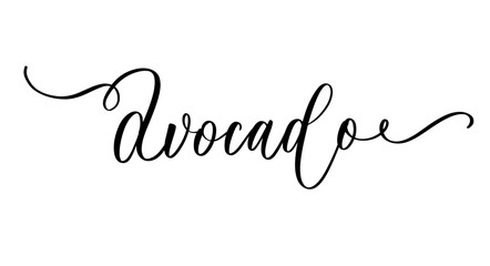 Handwritten Calligraphy Avocado Organic Healthy Food Vector Lettering Design