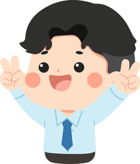 Obraz premium Cute Cartoon Man Making Peace Signs