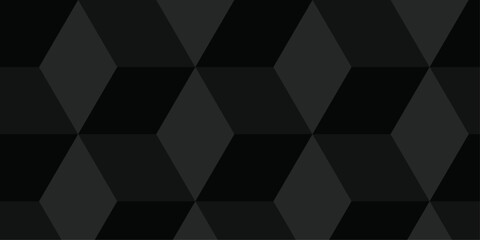 Fototapeta premium Black geometric cube creative concept triangle overlap square technology background. digital cubes fabric and wallpaper grid block texture background.