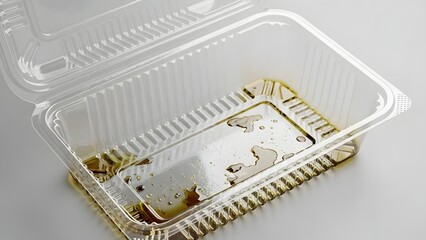 Empty Food Container with Oil Stain Residue Representing Takeaway Waste