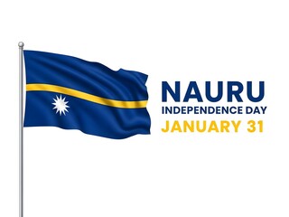 Nauru Independence Day January 31 with National Flag, Pacific Island Nation Celebration Background.