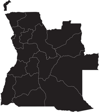 Angola Map with Different Region Divisions Editable Vector Design