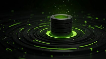 Data backend concept shows green flow in center with layers and stacks